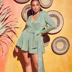 Eloquii Sparkling Green Wrap Romper